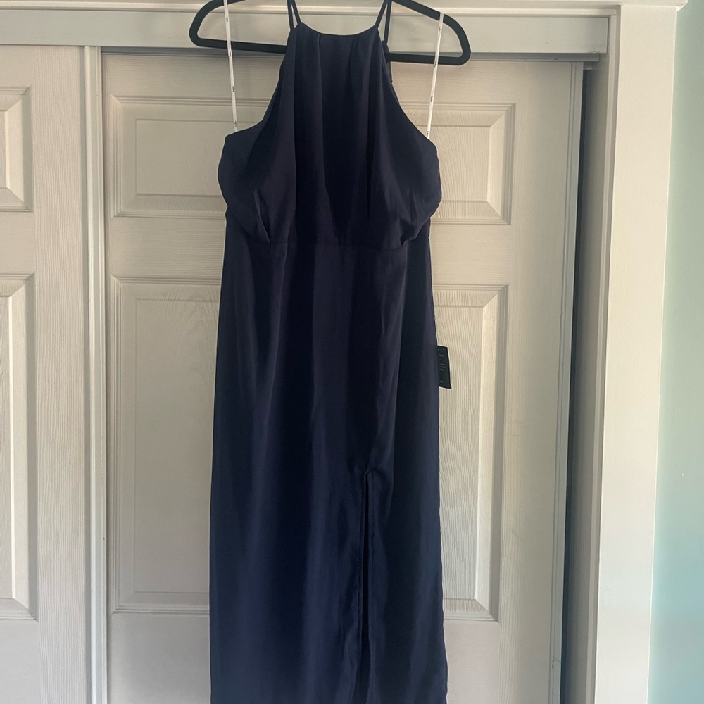NWT Lulus Elegant Navy Blue Halter Dress
